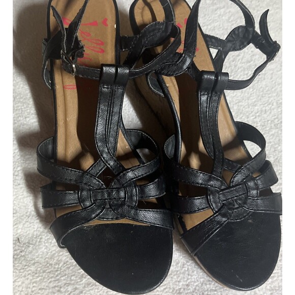 Jellypop Womens Black Platform Strappy Wedge Heel Sandals Size 8 - Picture 1 of 9